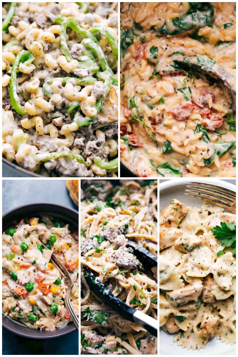 Collage of Creamy Pasta Comfort Recipes