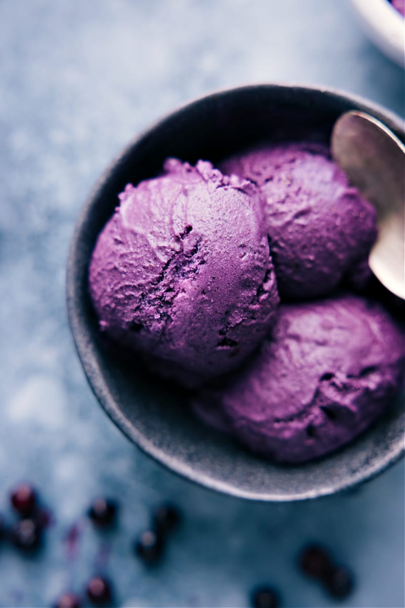 Overhead image of Blueberry Ice Cream