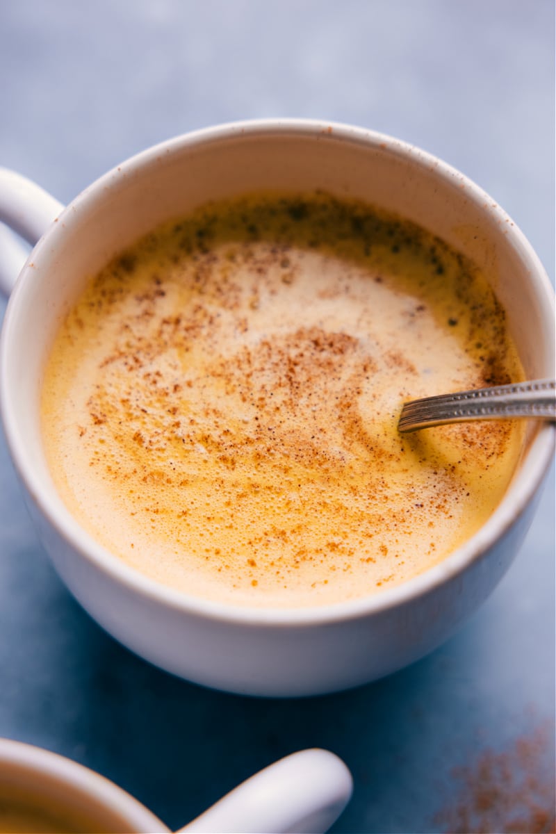 Overhead image of Golden Milk in a mug