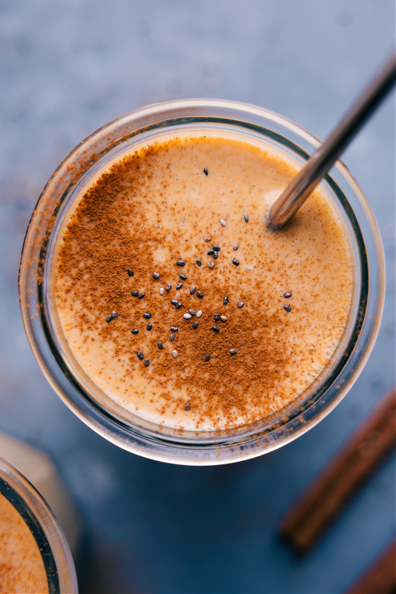 Overhead view of Golden Milk Smoothie