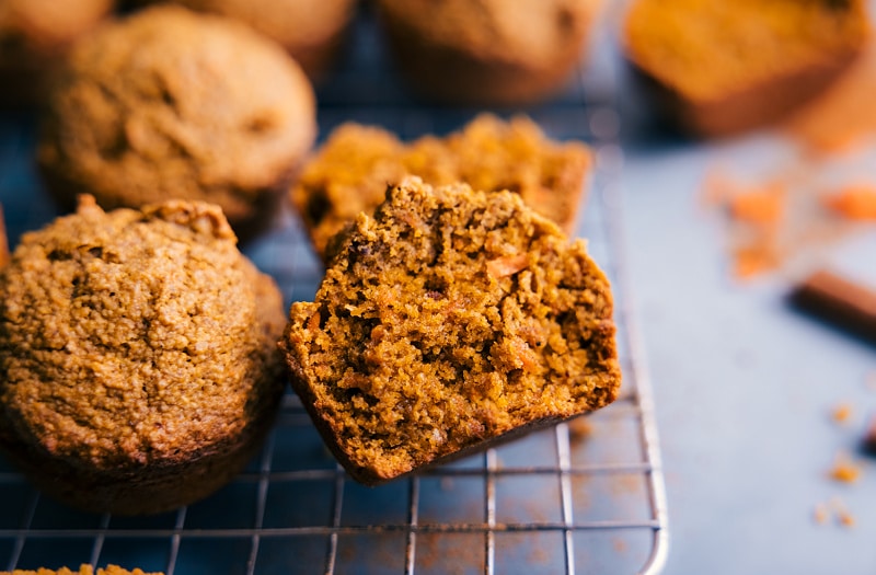 Image of the Healthy Carrot Muffins with one cut in half
