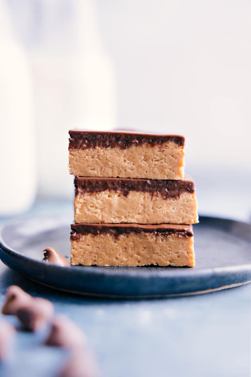 Image of the Peanut Butter Bars stacked on top of each other