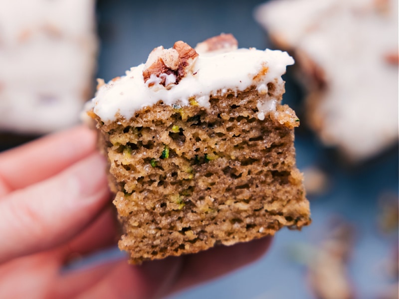 Image of a hand holding up the dessert