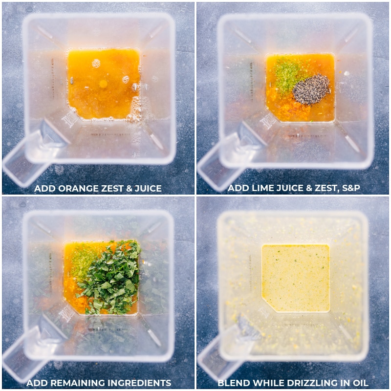 Process shots: creating the citrus marinade and sauce.