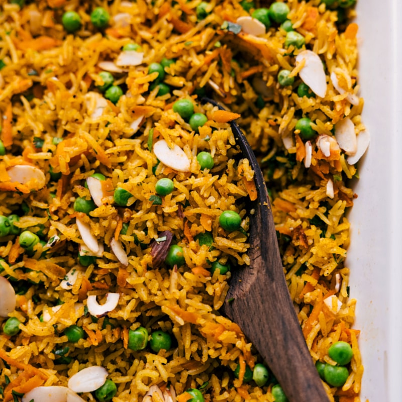 Up close overhead image of Curry Rice ready to be served