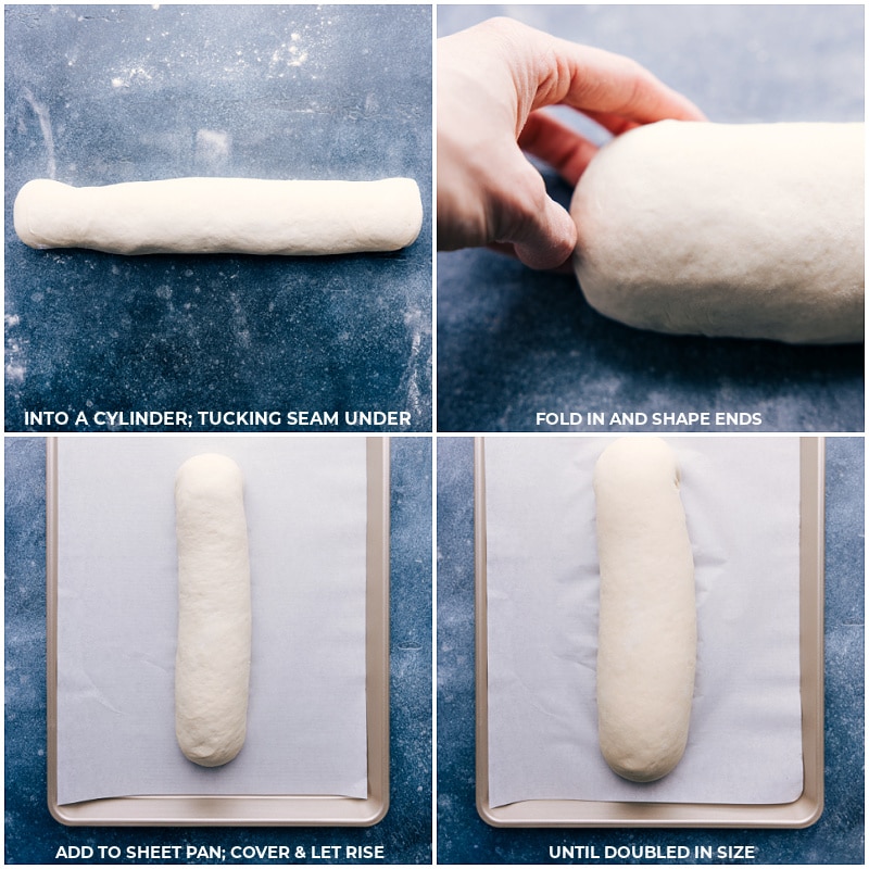 Process shots-- images of the dough being placed on parchment paper to let it rise