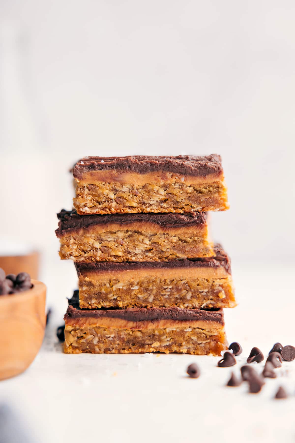 These Lunch Lady Peanut Butter Bars Are The Nostalgic Treat Everyone Loves Lunch lady bars stacked on top of each other.