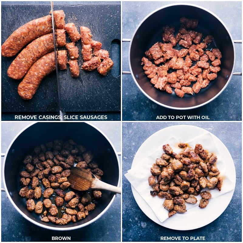 Process shots-- images of the sausage being prepped and cooked