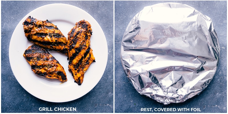 Process shots of Moroccan Chicken-- images of the chicken fresh off the grill