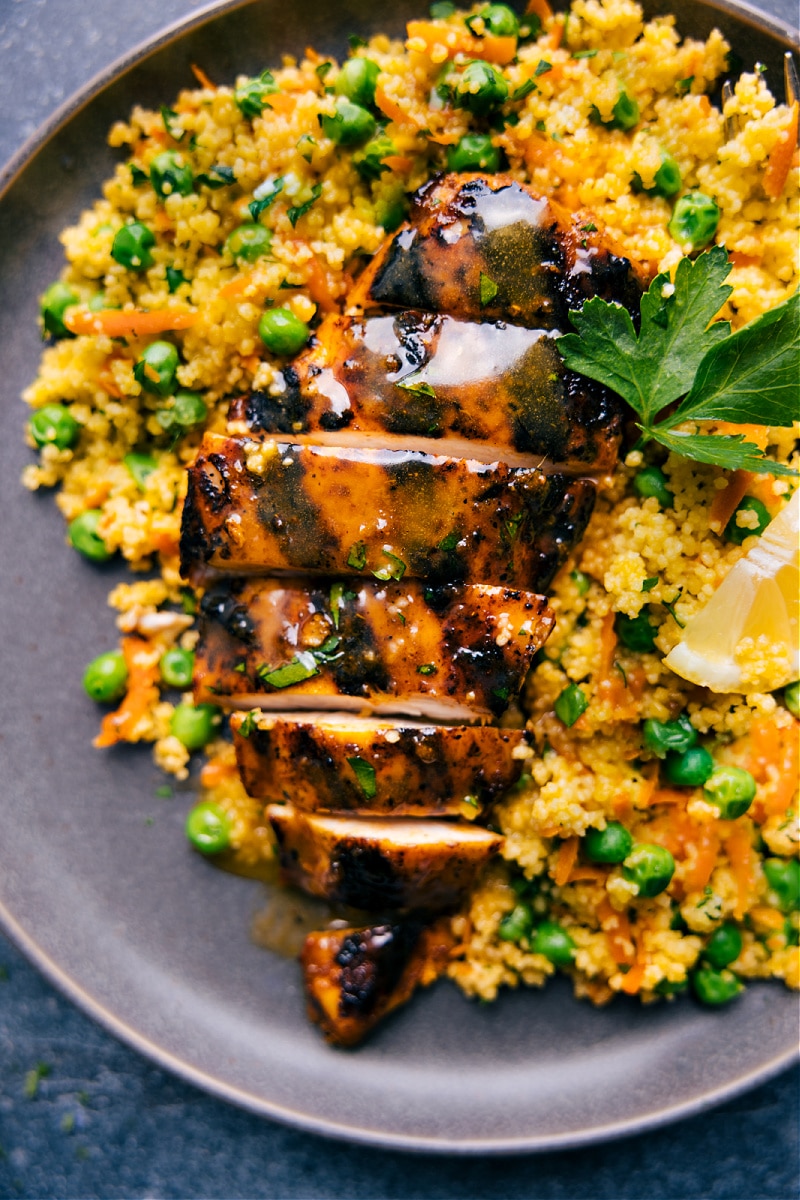 Up close overhead image of the Moroccan Chicken