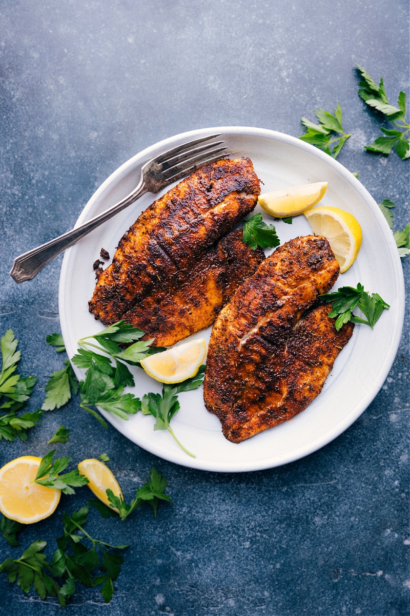 Overhead image of Air Fryer Tilapia