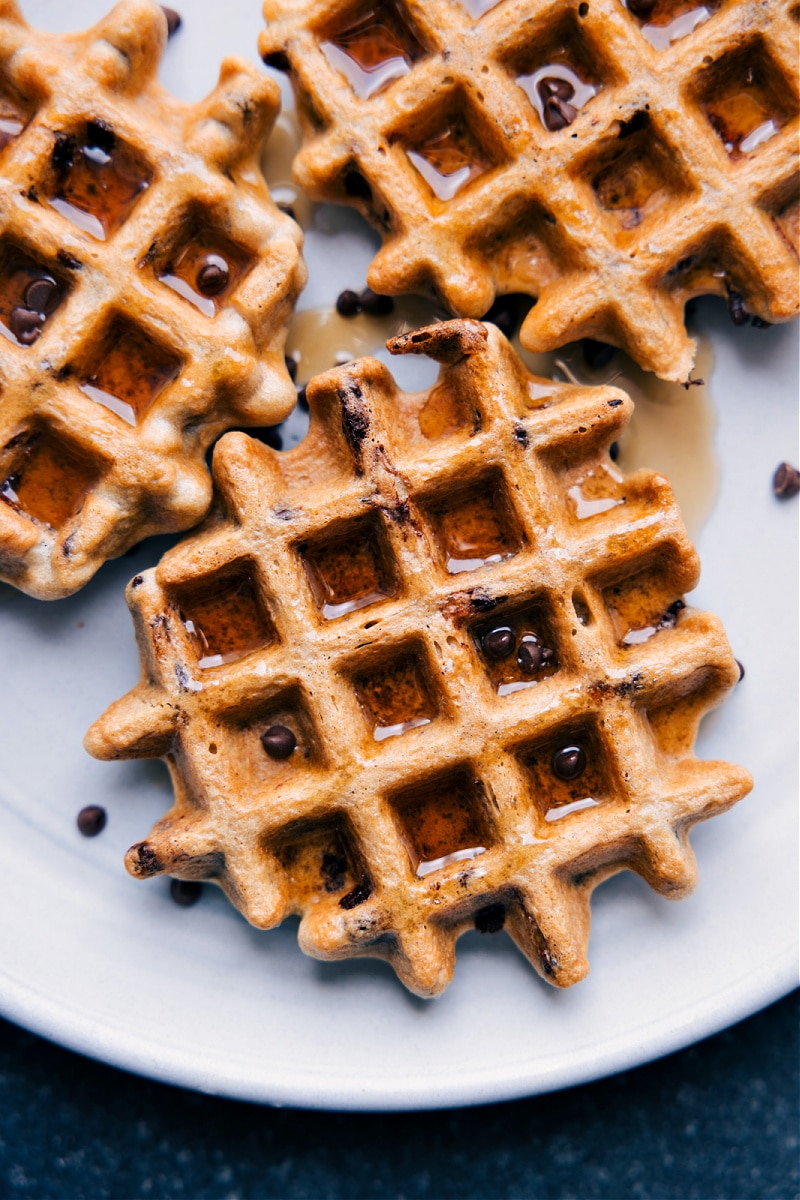 Chocolate Chip Waffles on a plate