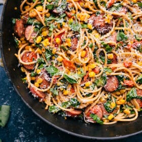 Sausage, Corn, & Spinach Orzo (ONE POT!)