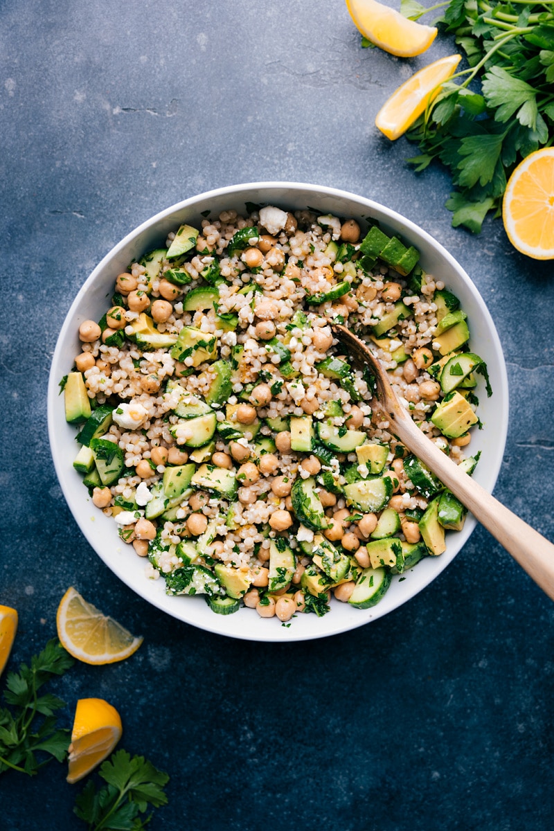 Overhead image of Cucumber-Feta Salad ready to be enjoyed