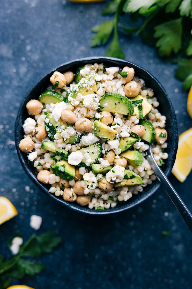 Overhead image of Cucumber-Feta Salad in a bowl