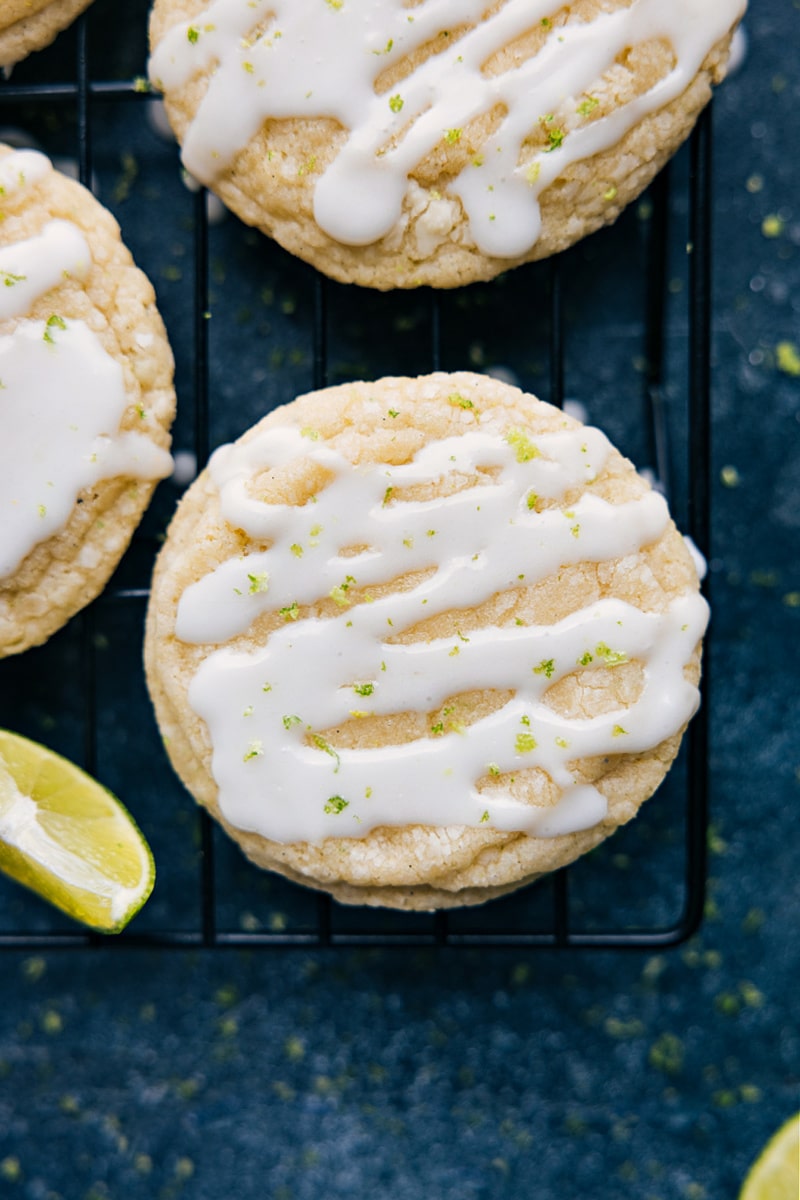 Up-close overhead image of Lime Cookies ready to be enjoyed