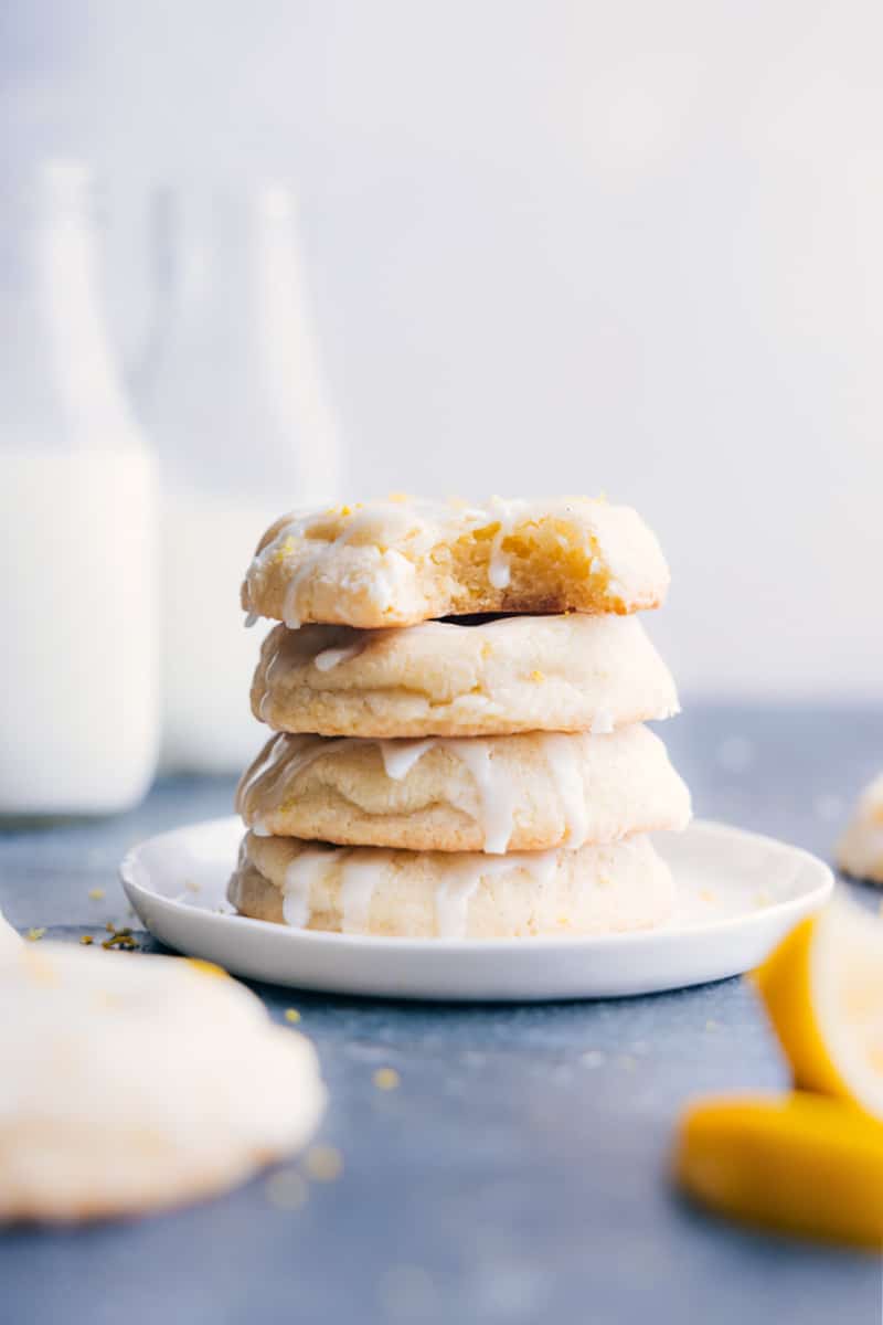 A stack of Lemon Cookies on a plate