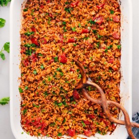 Mexican Rice Recipe in the pan.
