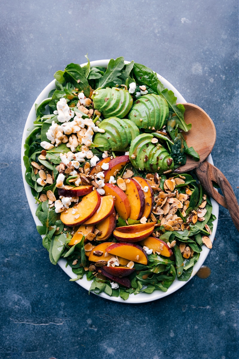 overhead view of Peach Salad