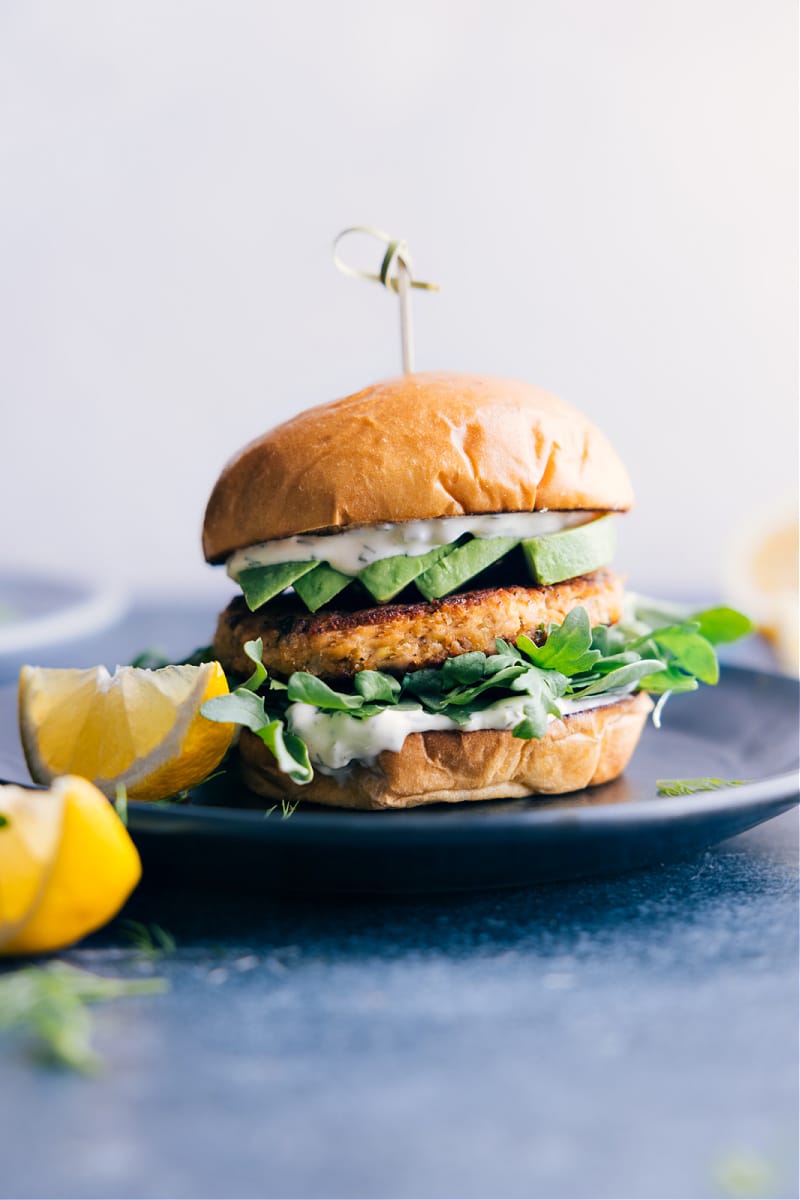 Image of the Salmon Burgers on a plate