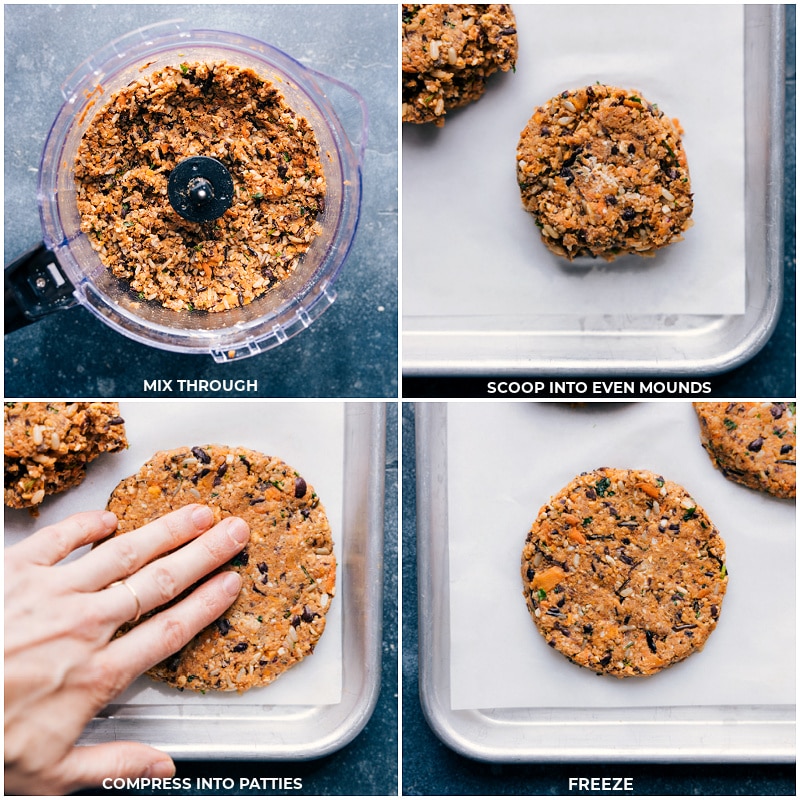 Process shots-- images of the patties being formed and frozen