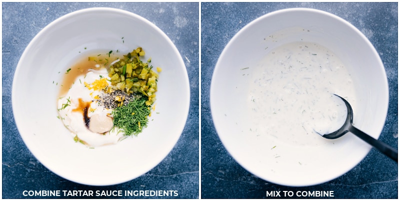 Process shots-- images of the tarter sauce being made