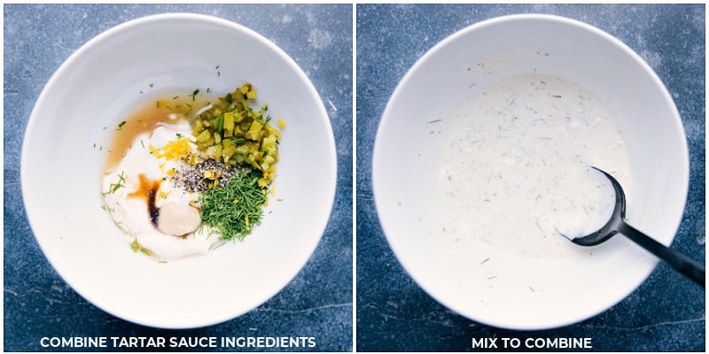 Process shots-- images of the tarter sauce being made