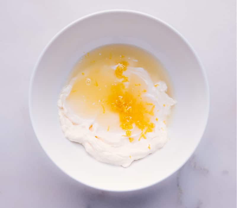 Process shots of Tartar Sauce-- images of the ingredients being added to a bowl