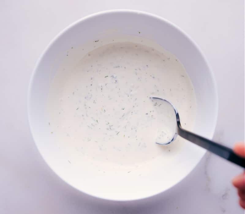 Image of the Tartar Sauce all mixed together in a bowl