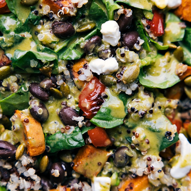 Overhead image of the Quinoa Salad Recipe dressed and ready to be enjoyed