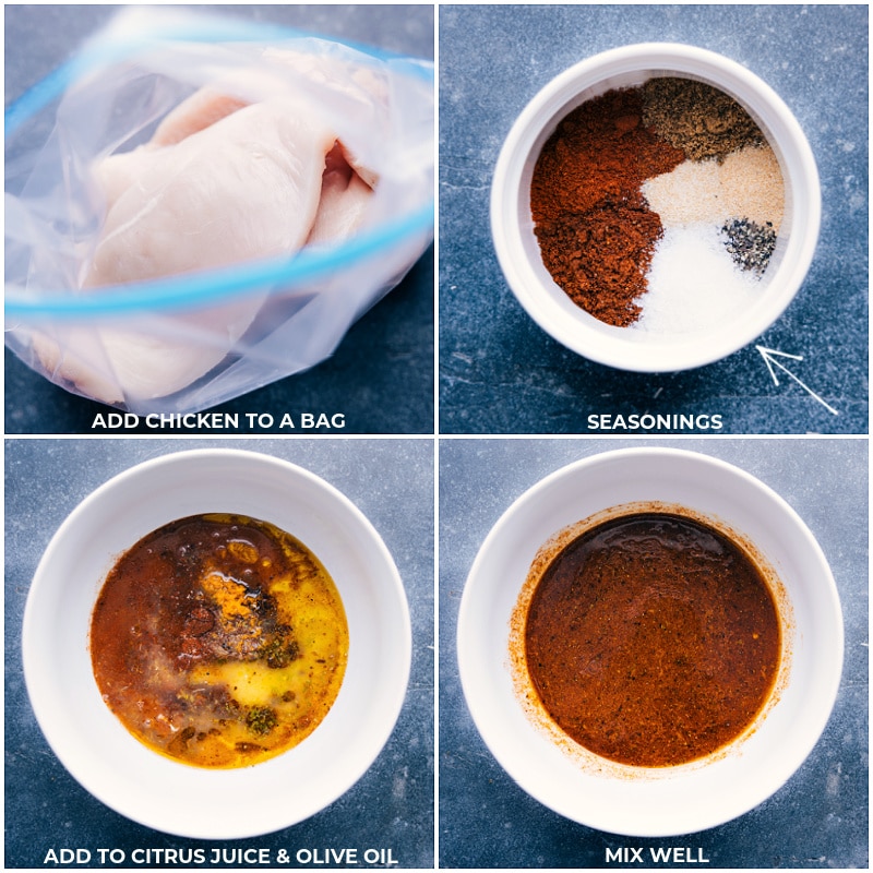 Process shots--making the chicken marinade