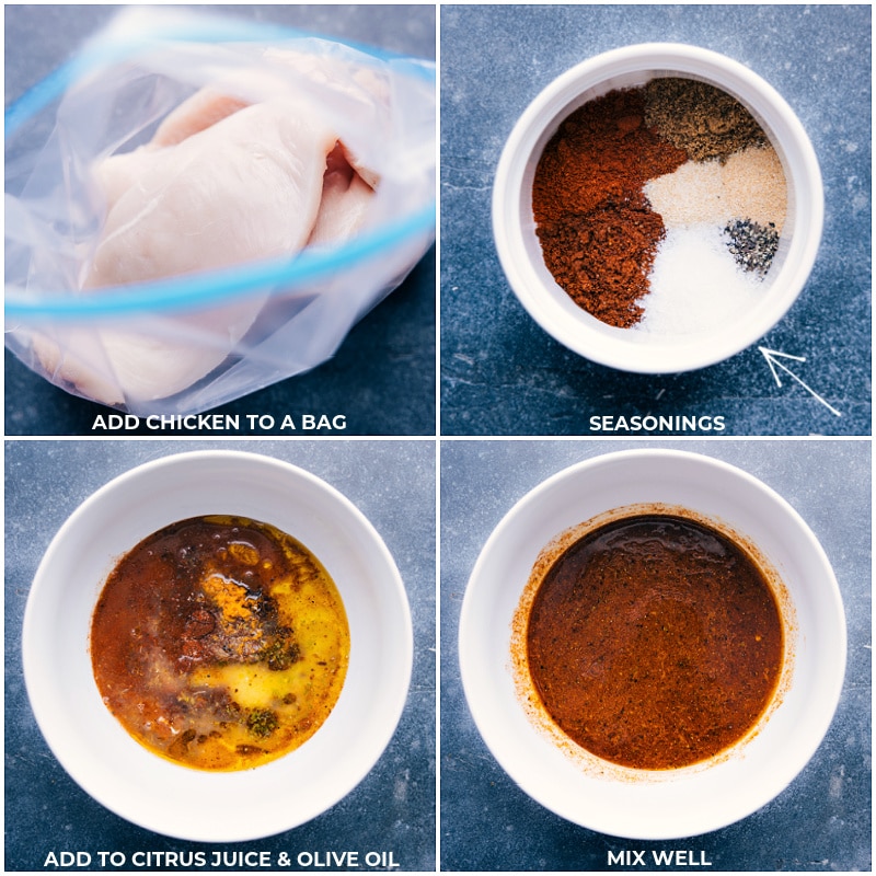 Process shots--making the chicken marinade 