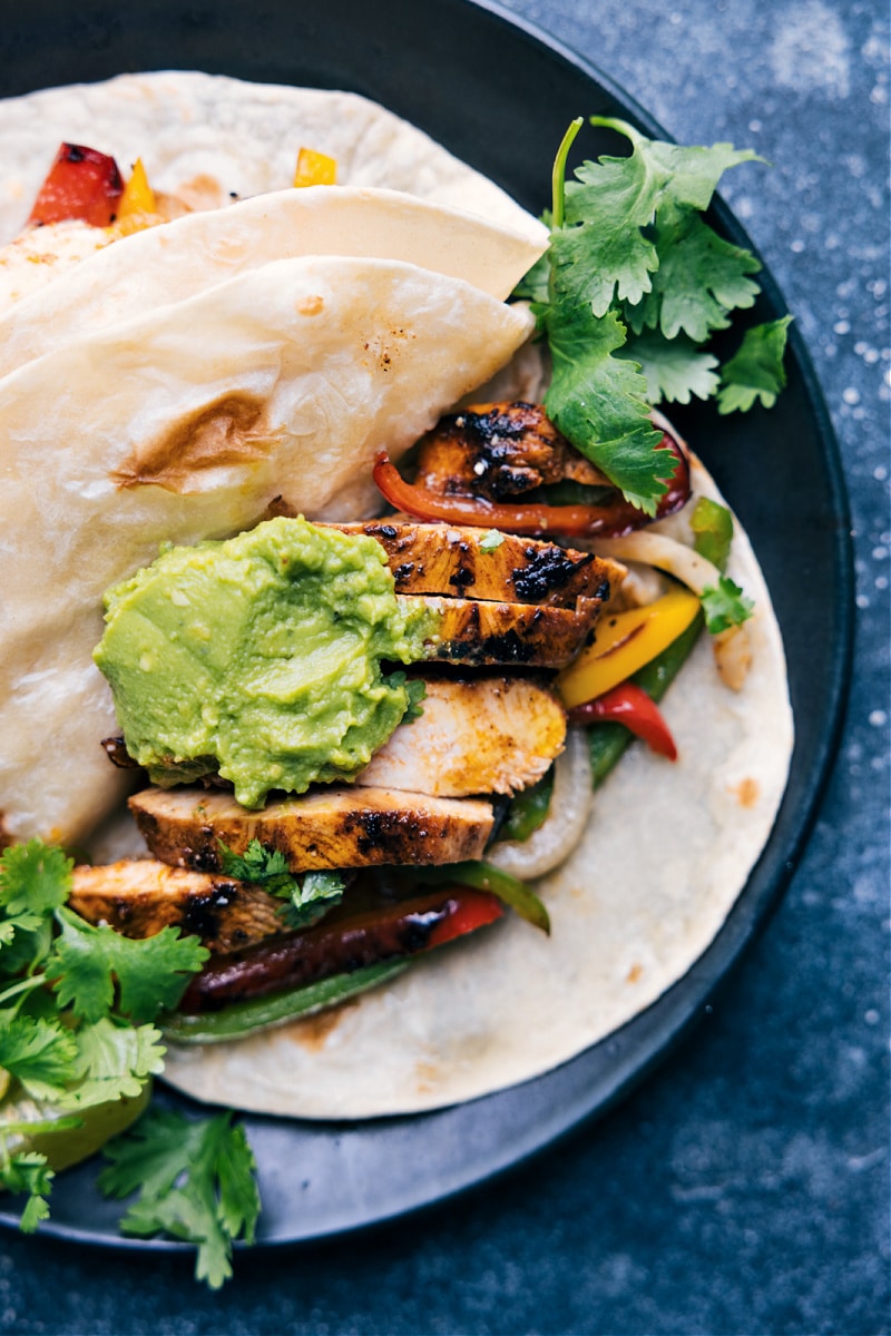 Overhead image of the recipe in a tortilla