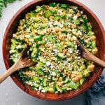 Cucumber Feta Salad in a bowl ready to be enjoyed.