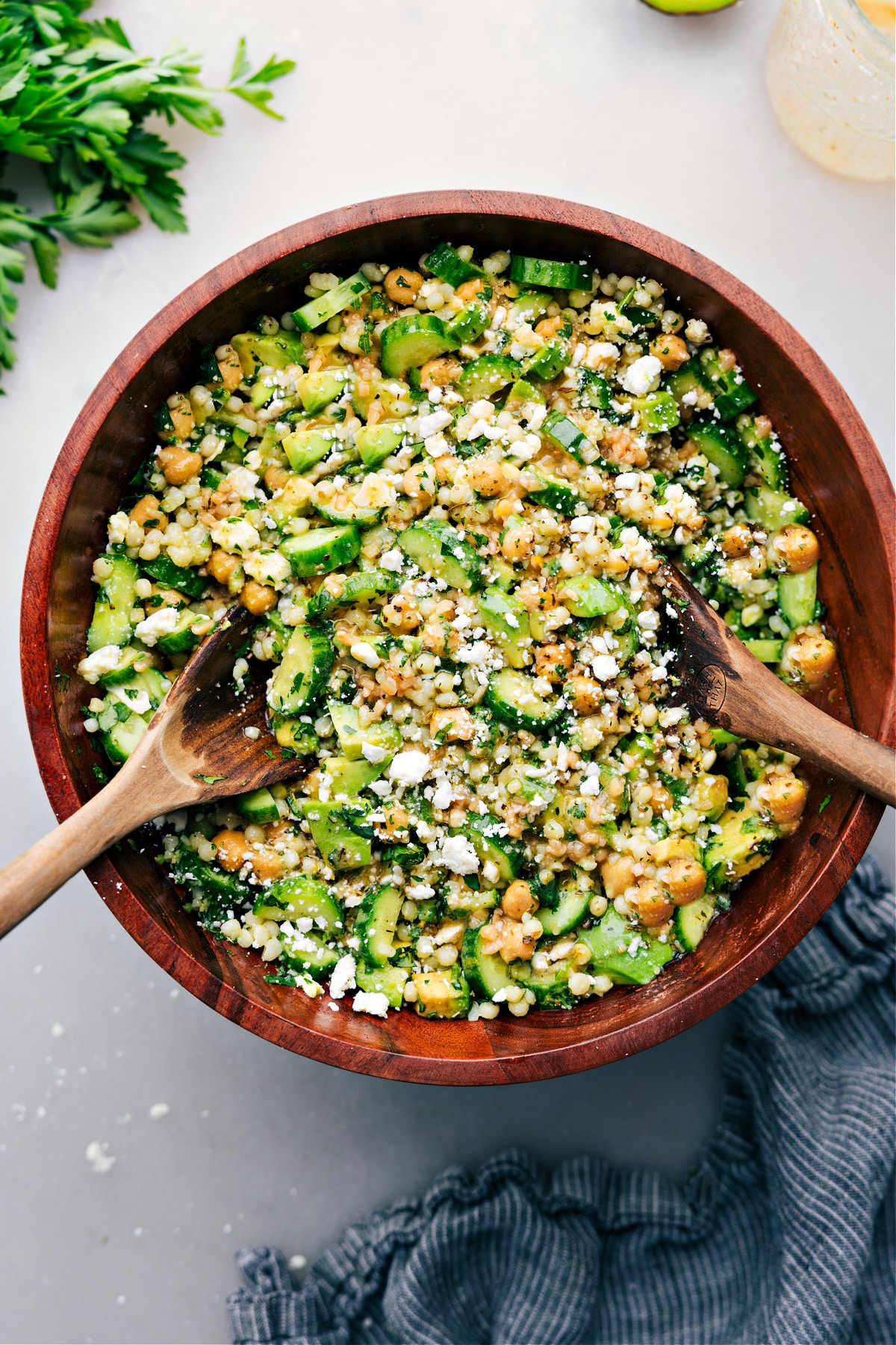 Cucumber Feta Salad in a bowl ready to be enjoyed.
