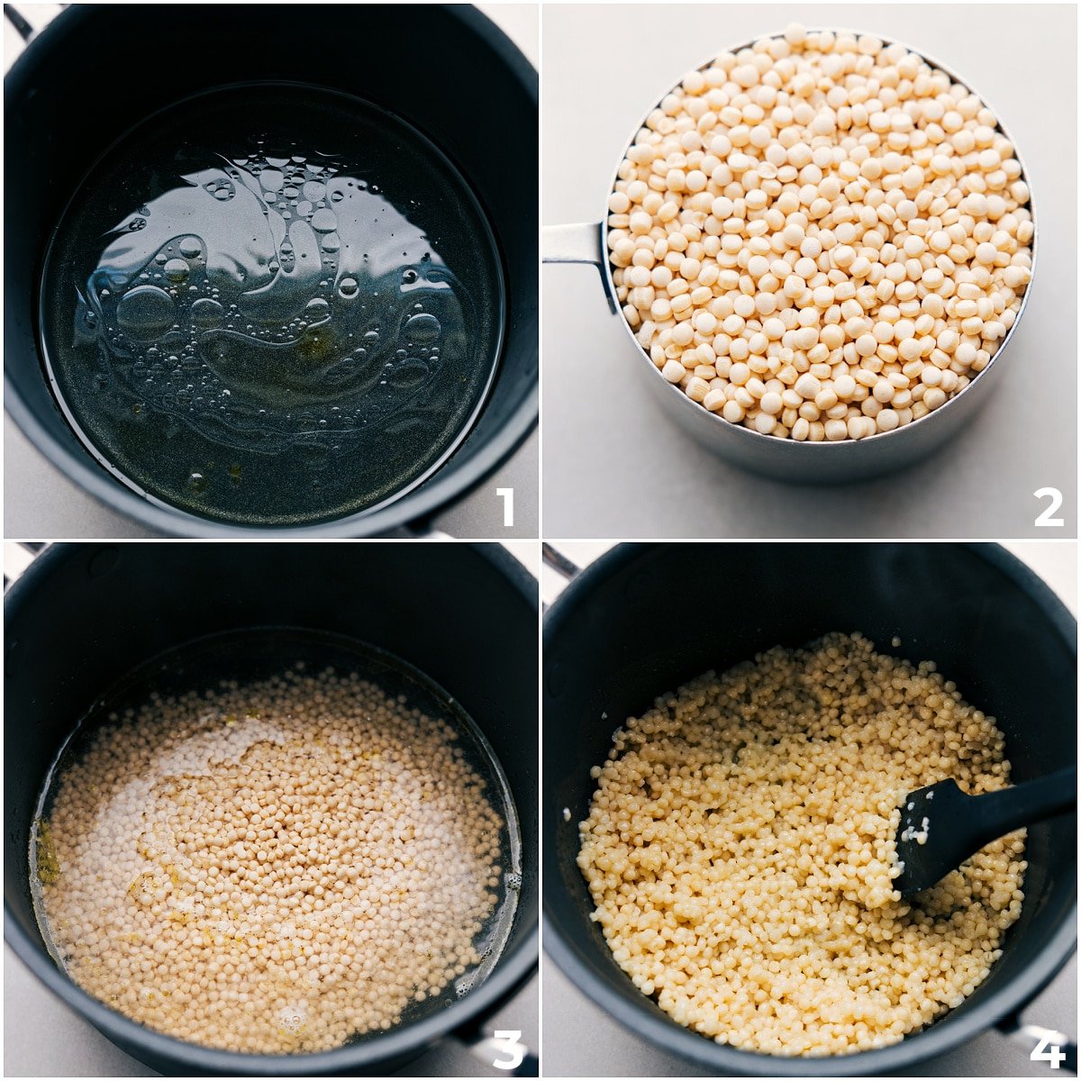 Preparing the couscous in a pot.