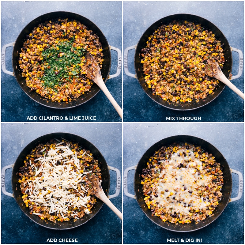 Process shots-- images of the cilantro, lime juice, and cheese being added