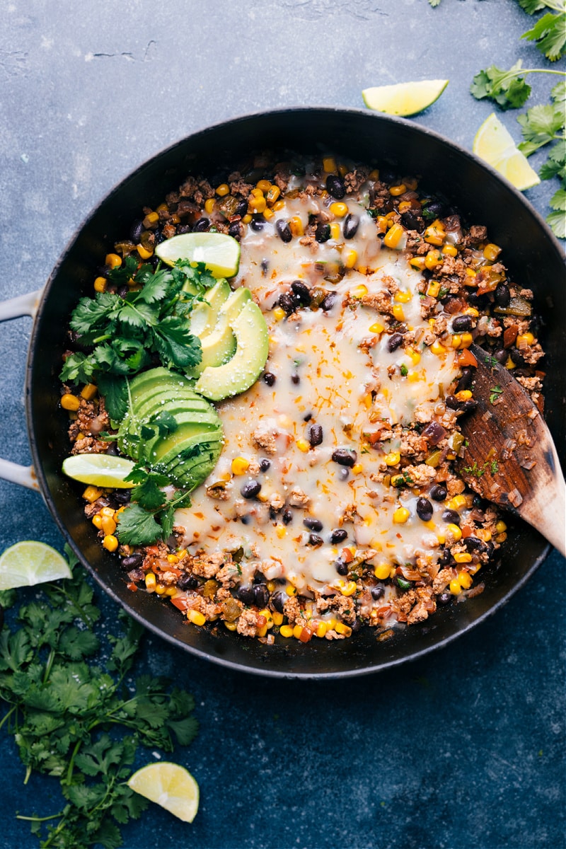 Up-close overhead image of the Green Chile Ground Turkey