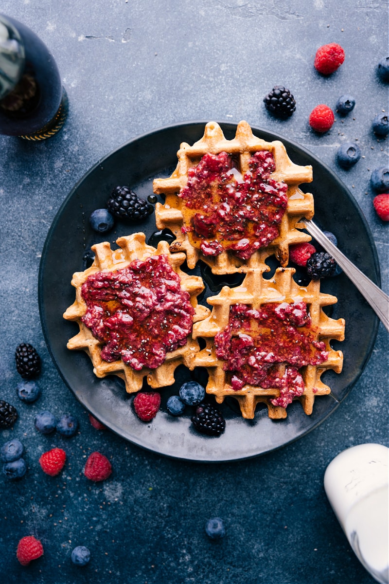 Overhead image of Healthy Waffles ready to be enjoyed