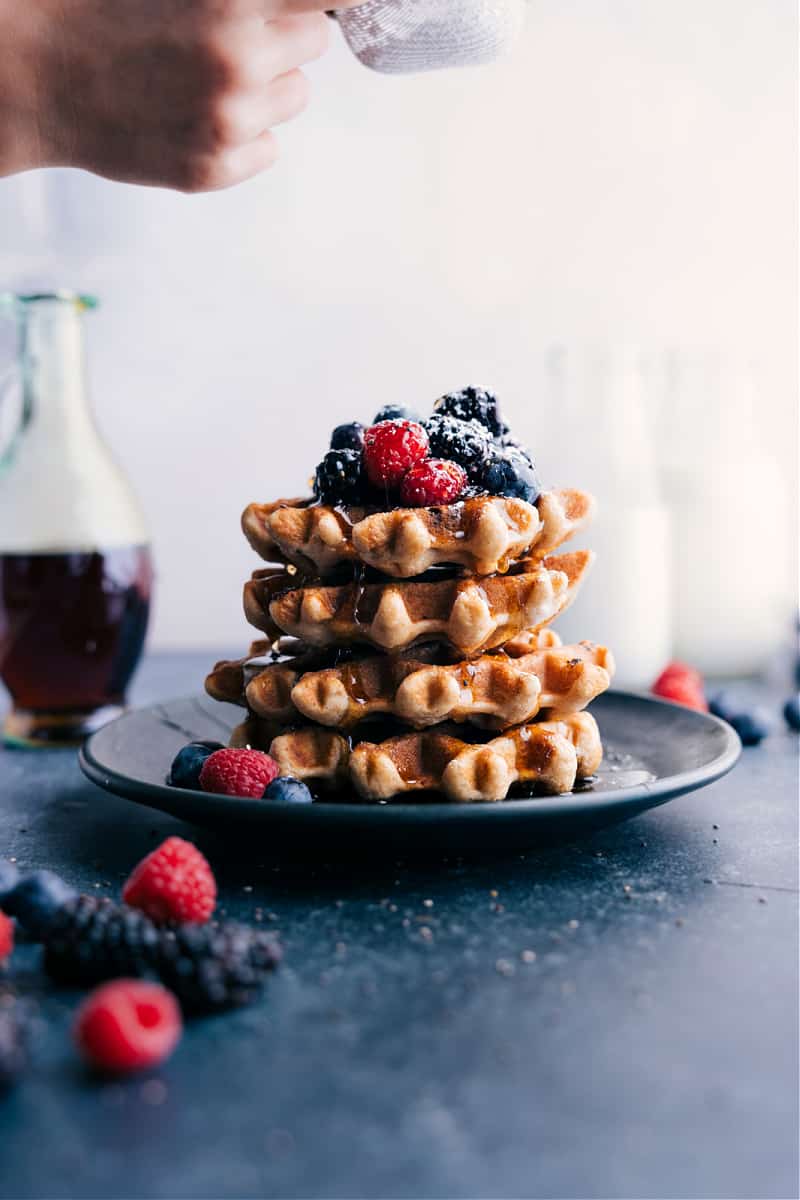 Image of the Healthy Waffle Recipe on a plate ready to be enjoyed