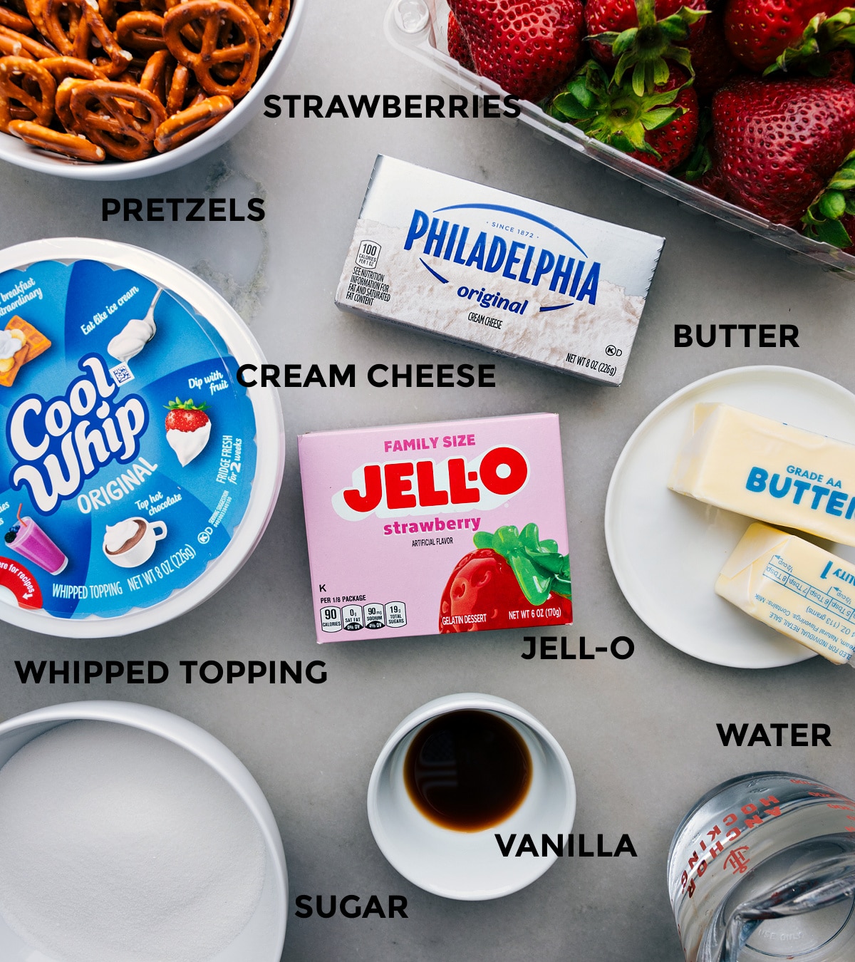 Ingredients in this recipe prepped out for easy assembly.