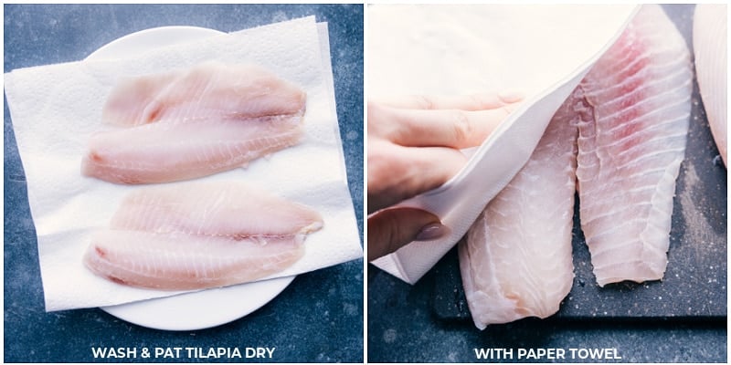 Process shots-- images of the fish being pat dried