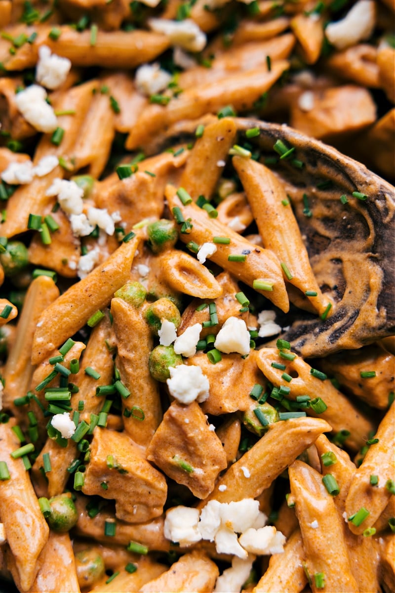 Overhead image of Buffalo Chicken Pasta