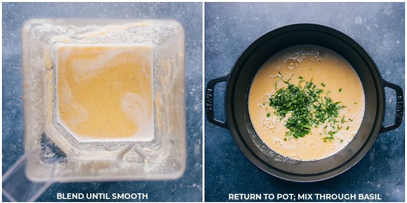 Process shots: Blend soup until smooth; return to the pot and mix in the basil.