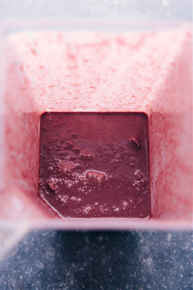 Overhead image of the blended smoothie