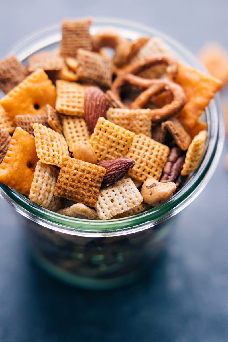 Overhead view of Chex Mix
