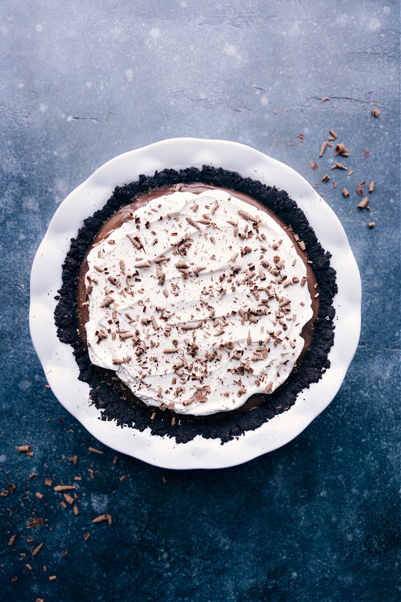 Chocolate Cream Pie ready to be served.