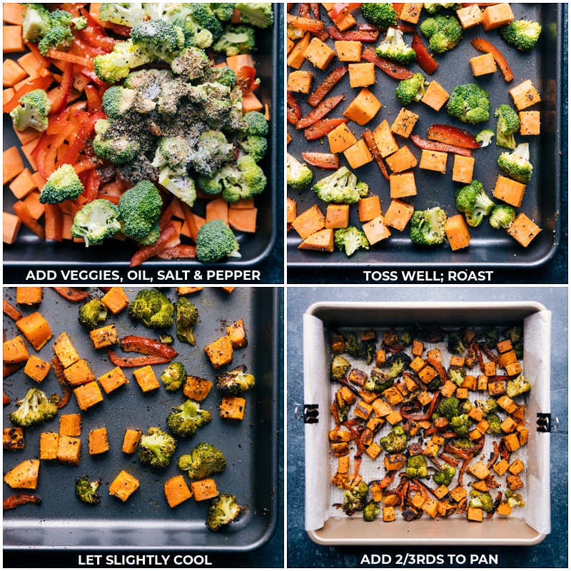 Process shots-- images of the veggies being roasted then added to the pan