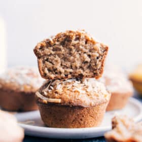A stack of scrumptious healthy banana muffins.