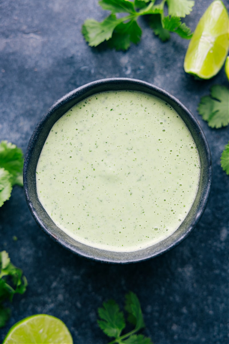 Overhead image of the Healthy Cilantro-Lime Dressing